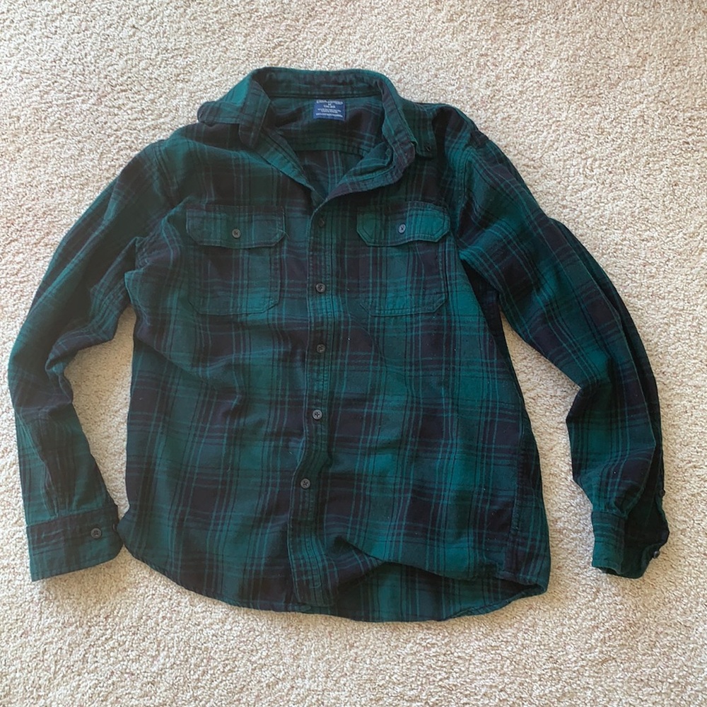 Green button down flannel